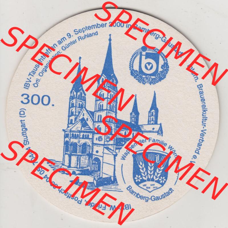Bierdeckel 2000, Bamberger Kaiserdom, Specialitäten-Brauerei, Anspruchsvolle Geschmacksreife durch handwerkliche Braukunst (2). Deutscher Katalog über deutsche... Sammlung