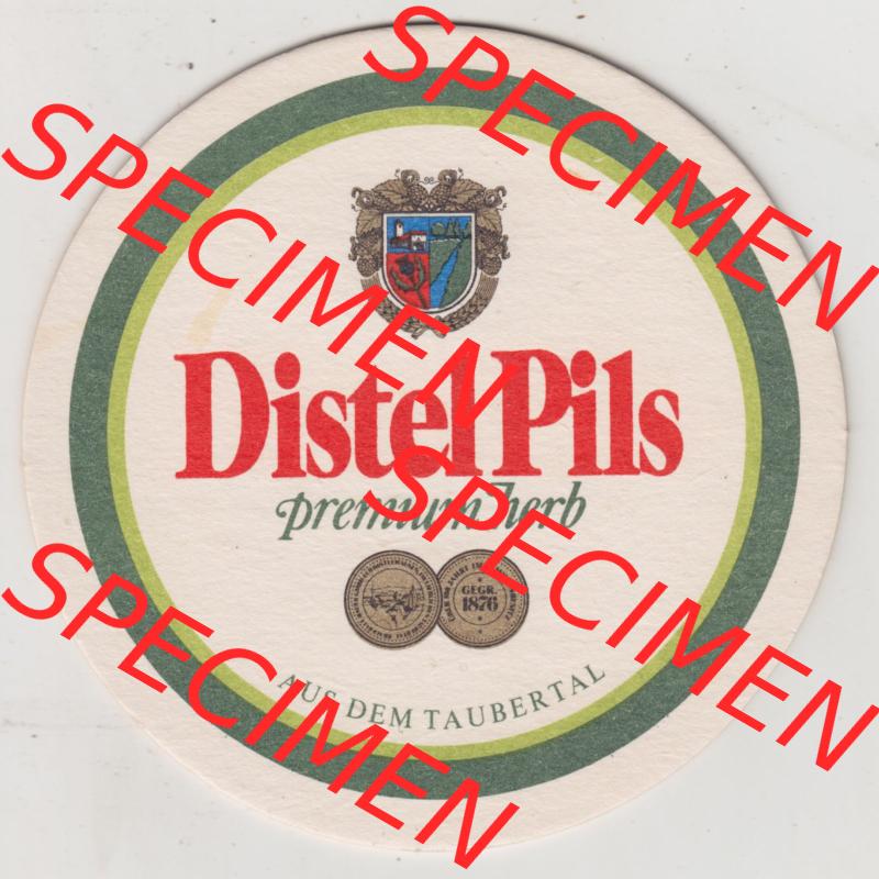 Bierdeckel Distel-Pils, Für den Distelhäuser Freundeskreis, Premium herb, Distel-Brauerei Distelhausen (1). Deutscher Katalog über die deutschen Bierdeckel... Sammlung