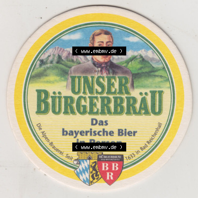 Bierdeckel Bürgerbräu Bad Reichenhall, Die Alpen-Brauerei seit 1633 (1). Deutscher Katalog über deutsche Bierdeckel Alpen-Brauerei... Sammlung