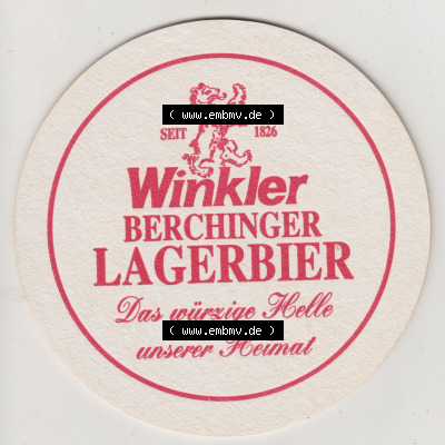 Bierdeckel Brauerei Winkler, Seit 1826, Berching, Winkler Berchinger Lagerbier (2). Deutscher Katalog über deutsche Bierdeckel... Sammlung