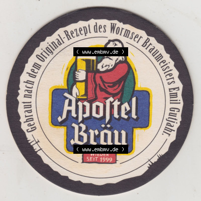 Bierdeckel Apostel Bräu, Gebraut nach Original-Rezept des Wormser Braumeisters Emil Gutjahr (2). Deutscher Katalog über deutsche... Sammlung