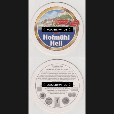 Bierdeckel Hofmühl Hell, Privatbrauerei, Hofmühl Bier, Unter den besten der Welt, Höhchste Qualität ist entscheidend (3). Deutscher Katalog... Sammlung