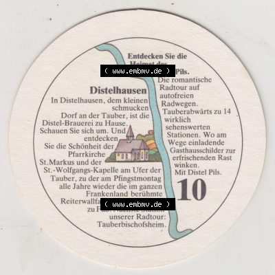 Bierdeckel Distel-PIls aus Distelhausen, Heimat des Distel Pils, 10. Karte mit Distelhausen (2). Deutscher Katalog über die deutschen Bierdeckel Distelhäuser... Sammlung