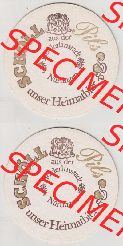 Bierdeckel Schöll Pils aus der Hölderlinstadt Nürtingen, unser Heimatbier (3). Deutscher Katalog über deutsche Bierdeckel Brauerei Schöll (Nürtingen)... Sammlung