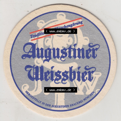 Bierdeckel Augustiner Weissbier, mit Dedelster Hefe, Augustiner Brauerei München (1). Deutscher Katalog über deutsche Bierdeckel... Sammlung