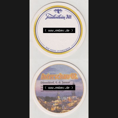 Bierdeckel 2002, Frankenheim Alt, interschau-02, Internationale Fachmesse für Schausteller und Freizeitparktechnologie (3). Deutscher Katalog über deutsche... Sammlung