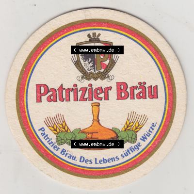 Bierdeckel Patrizier Bräu. Das Leben süffige Würze (1). Deutscher Katalog über deutsche Bierdeckel Patrizier Bräu aus Bundesland Bayern zum katalogisieren... Sammlung