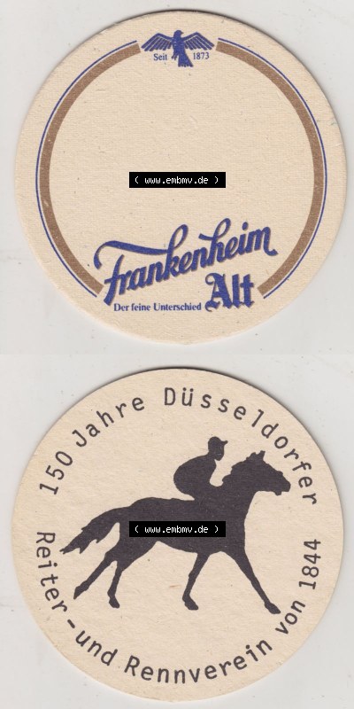 Bierdeckel 1994, Frankenheim Alt, Der feine Unterschied, Seit 1873, 150 Jahre Düsseldorfer Reit- und Rennverein von 1844 (3).... Sammlung