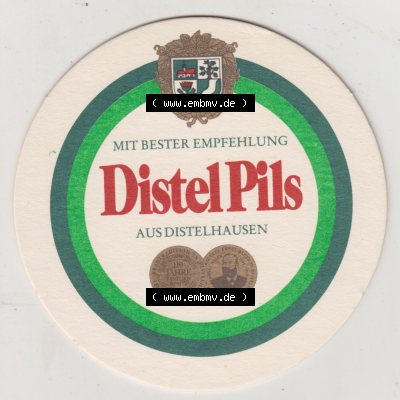 Bierdeckel Distel-PIls aus Distelhausen, Heimat des Distel Pils, 3. Karte mit Creglingen (1). Deutscher Katalog über die deutschen Bierdeckel Distelhäuser... Sammlung