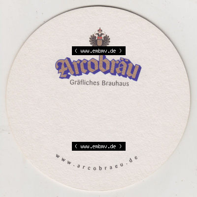 Bierdeckel Arcobräu, seit 1567, Gräfliches Brauhaus, , mit beschreibarer Rückseite (2). Deutscher Katalog über deutsche Bierdeckel... Sammlung