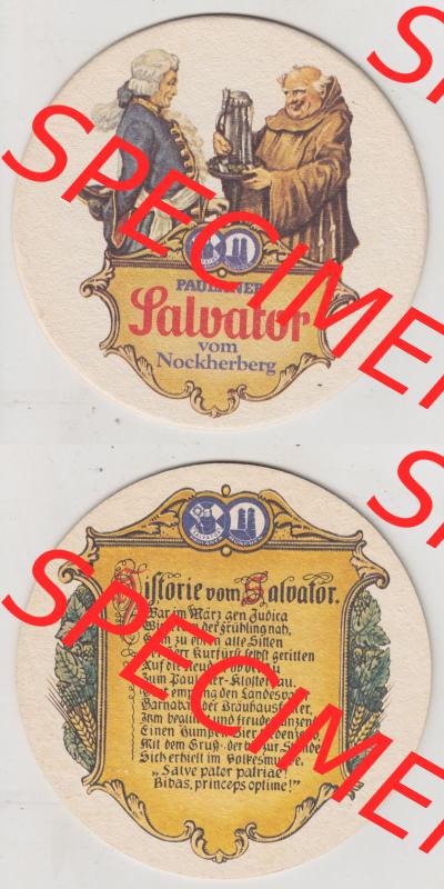 Bierdeckel Paulaner Salvator vom Nockherberg, Historie vom Salvator (3). Deutscher Katalog über deutsche Bierdeckel Paulaner Brauerei aus Bundesland Bayern zum katalogisieren... Sammlung