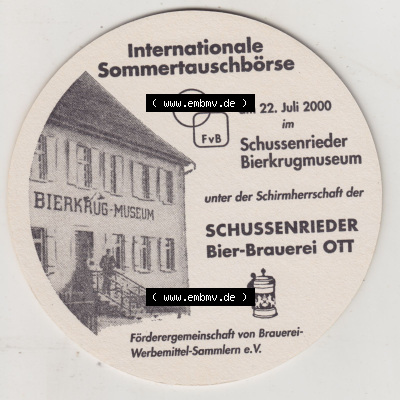 Bierdeckel 2000, Schussenrieder Brauerei Ott, Trinkt Schussenrider, Original-Spezial, Internationale Sommertauschbörse (2). Deutscher... Sammlung