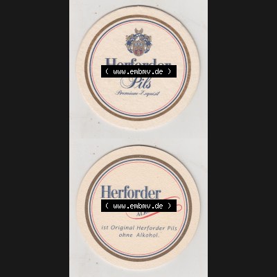 Bierdeckel Herforder Pils, Premium Exquisit, Herforder Alkoholfrei ist Original Herforder Pils ohne Alkohol (3). Deutscher Katalog über deutsche Bierdeckel Herforder Brauerei... Sammlung
