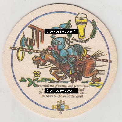 Bierdeckel Hofbräuhaus Traunstein, braut fürstliche Biere, Ritter in Gefecht in Gedanken an Weizenbier (2). Deutscher Katalog über deutsche Bierdeckel Brauerei... Sammlung