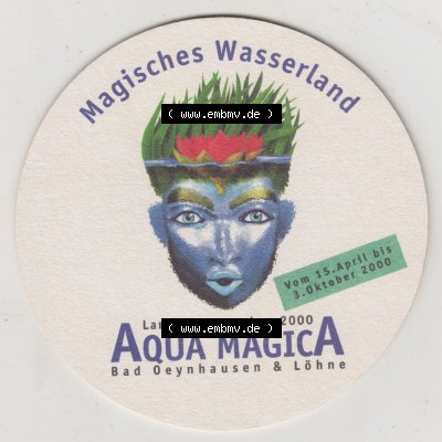 Bierdeckel 2000, Herforder Pils, Premium Exquisit, Magisches Wasserland, Landesgartenschau 2000 Aqua MagicA Bad Oeynhausen Löhne (2). Deutscher Katalog über... Sammlung