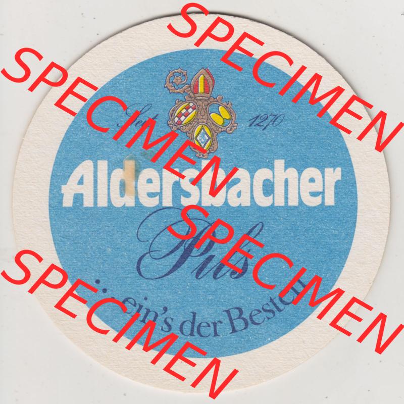 Bierdeckel Brauerei Aldersbach, Aldersbacher Pils, ... eins der Besten, Hefe-Abteilweizen, Original-Flaschengärung (1). Deutscher Katalog... Sammlung