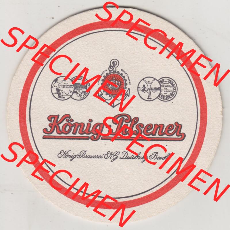 Bierdeckel König-Pilsener, König Brauerei H.G. Duisburg Beeck (1). Deutscher Katalog über deutsche Bierdeckel König-Brauerei in Duisburg-Beeck aus... Sammlung