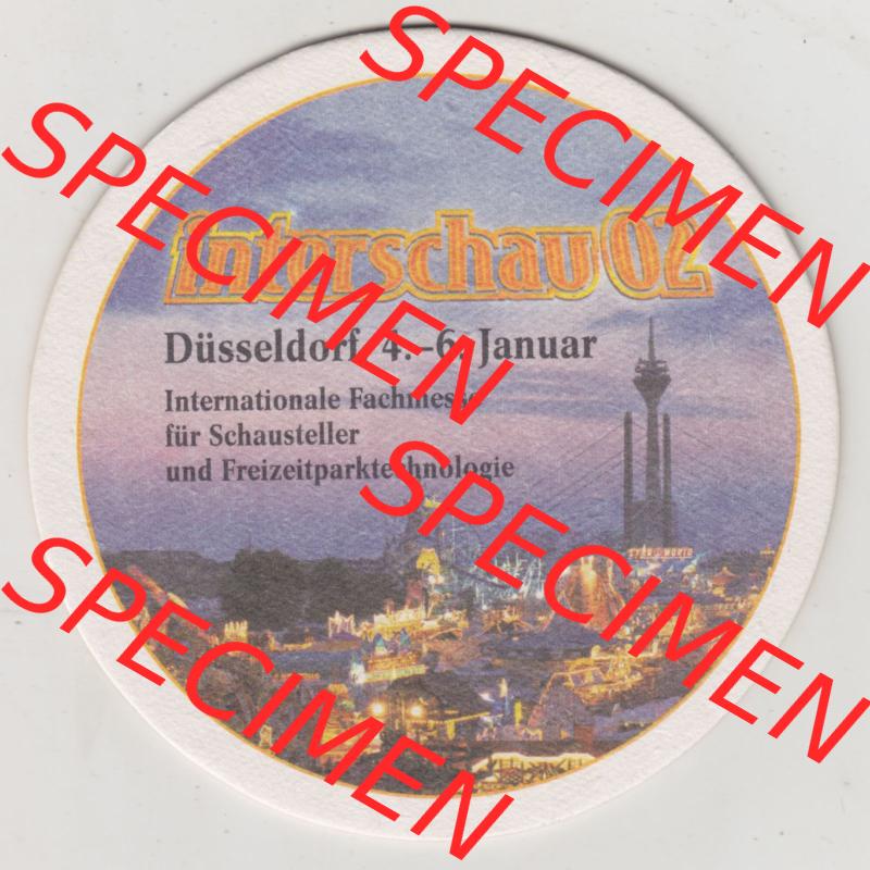 Bierdeckel 2002, Frankenheim Alt, interschau-02, Internationale Fachmesse für Schausteller und Freizeitparktechnologie (2). Deutscher Katalog über deutsche... Sammlung