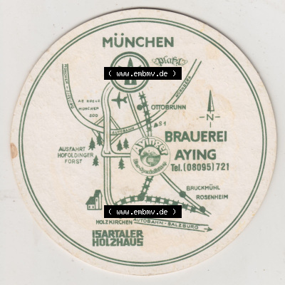 Bierdeckel Ayinger Bier-Spezialitäten, Karte von München der Brauerei Aying (2). Deutscher Katalog über deutsche Bierdeckel... Sammlung