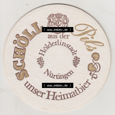 Bierdeckel Schöll Pils aus der Hölderlinstadt Nürtingen, unser Heimatbier (2). Deutscher Katalog über deutsche Bierdeckel... Sammlung