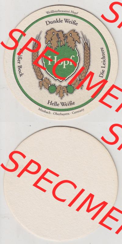 Bierdeckel Weißbierbrauerei Hopf, Hopf Helle Weiße, Die Leichterei (3). Deutscher Katalog über deutsche Bierdeckel Brauerei Hopf aus Bundesland Bayern zum... Sammlung