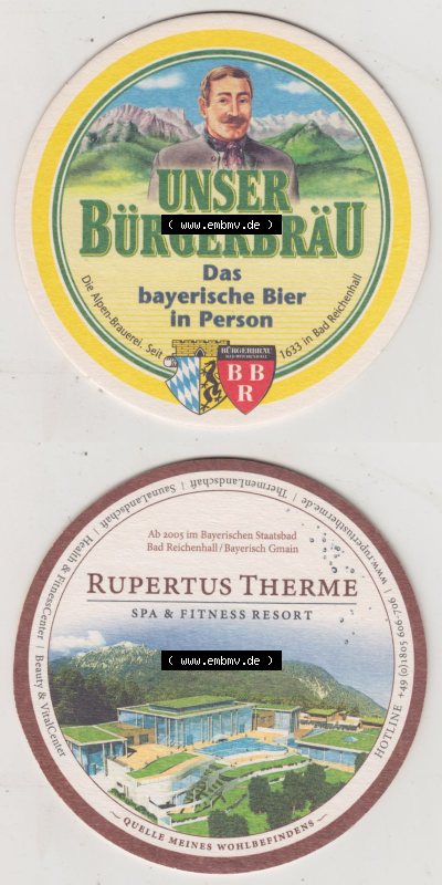Bierdeckel Bürgerbräu Bad Reichenhall, Die Alpen-Brauerei seit 1633 (3). Deutscher Katalog über deutsche Bierdeckel Alpen-Brauerei... Sammlung