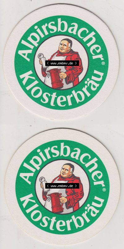 Bierdeckel Alpirsbacher Klosterbräu, Wirt mit Bierkrug (3). Deutscher Katalog über die deutschen Bierdeckel Alpirsbacher Klosterbräu... Sammlung