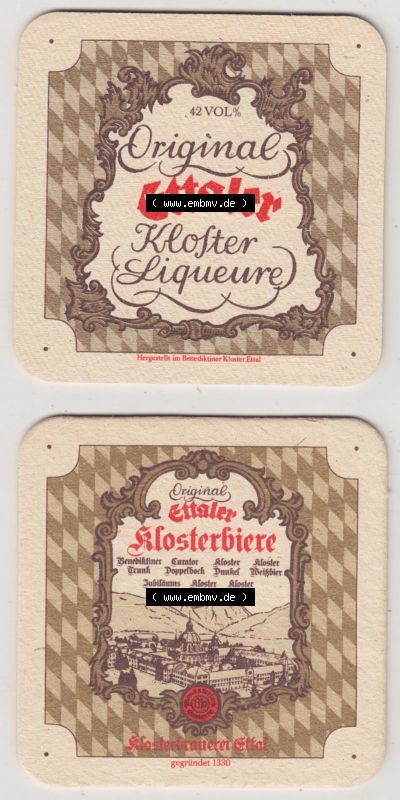 Bierdeckel Ettaler Klosterbrauerei, Original Ettaler Kloster-Liqueure (3). Deutscher Katalog über deutsche Bierdeckel Ettaler... Sammlung