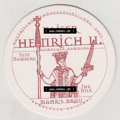 Bierdeckel Brauerei Mahr-Bräu, Bamberger Original Kaiser Heinrich II. (1). Deutscher Katalog über deutsche Bierdeckel Brauerei... Sammlung