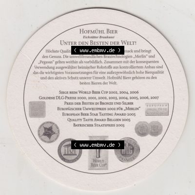 Bierdeckel Hofmühl Hell, Privatbrauerei, Hofmühl Bier, Unter den besten der Welt, Höhchste Qualität ist entscheidend (2). Deutscher Katalog... Sammlung