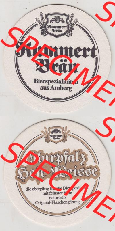 Bierdeckel Kummert Bräu, Bierspezialitäten aus Amberg, die obergärig frische Bierspezialität mit feinster Hefe (3). Deutscher Katalog über deutsche... Sammlung