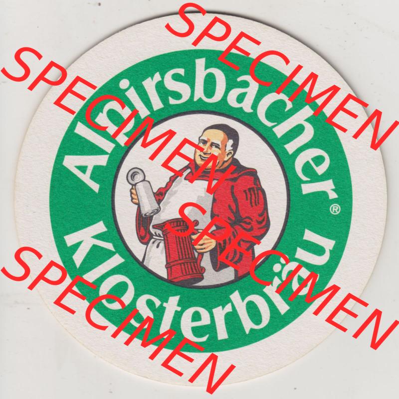 Bierdeckel Alpirsbacher Klosterbräu, Wirt mit Bierkrug (1). Deutscher Katalog über die deutschen Bierdeckel Alpirsbacher Klosterbräu aus Bundesland Baden-Württemberg... Sammlung