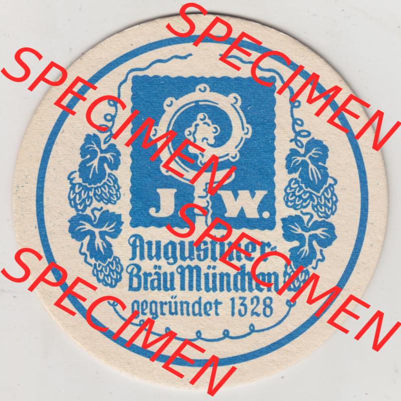 Bierdeckel 1987, Münchner Bier, Münchner Reinheitsgebot, 500 Jahre, Augustiner Bräu München (2). Deutscher Katalog über deutsche Bierdeckel... Sammlung