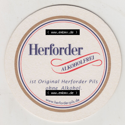 Bierdeckel Herforder Pils, Premium Exquisit, Alkoholfrei, Bierdeckel mit Herforder-Pils Webseiten-Adresse (2). Deutscher Katalog... Sammlung
