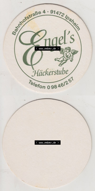 Bierdeckel Ipsheim Engels Häckerstube, mit einen Engel als Motiv (3). Deutscher Katalog über deutsche Bierdeckel Biermanufaktur... Sammlung