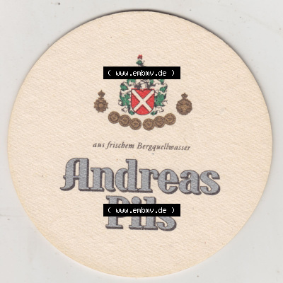 Bierdeckel Andreas Pils, Andreas und Andreas. Liebe auf den ersten Schluck (1). Deutscher Katalog über deutsche Bierdeckel Andreas-Brauerei... Sammlung