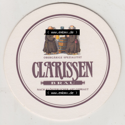 Bierdeckel Dortmunder Stifts-Brauerei, Clarissen-Bräu, nach klösterlicher Art gebraut (1). Deutscher Katalog über deutsche... Sammlung