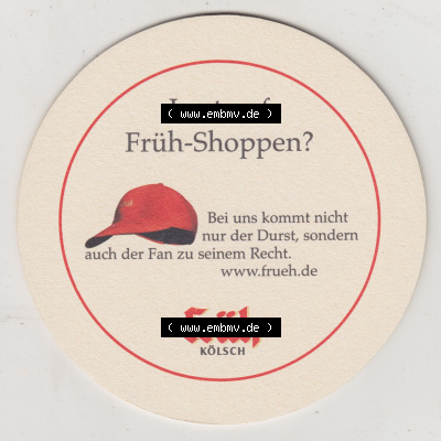 Bierdeckel Cölner Hofbräu Früh Kölsch, Lust auf Froh-Shoppen, Baseball-Cap (2). Deutscher Katalog über deutsche Bierdeckel... Sammlung