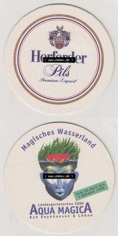 Bierdeckel 2000, Herforder Pils, Premium Exquisit, Magisches Wasserland, Landesgartenschau 2000 Aqua MagicA Bad Oeynhausen Löhne... Sammlung