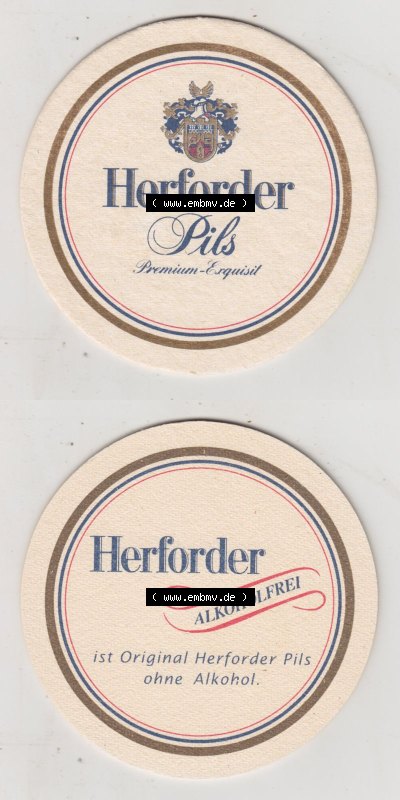 Bierdeckel Herforder Pils, Premium Exquisit, Herforder Alkoholfrei ist Original Herforder Pils ohne Alkohol (3). Deutscher Katalog... Sammlung