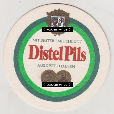Bierdeckel Distel-PIls aus Distelhausen, Heimat des Distel Pils, 10. Karte mit Distelhausen (1). Deutscher Katalog über die deutschen Bierdeckel Distelhäuser... Sammlung