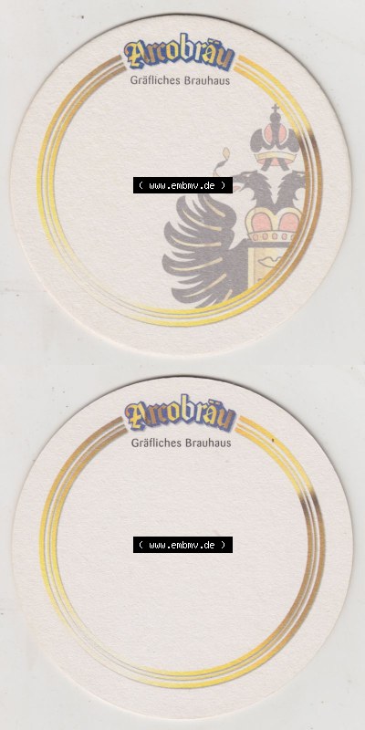Bierdeckel Arcobräu, Gräfisches Brauhaus, Beschreibbarer Bierdeckel (3). Deutscher Katalog über deutsche Bierdeckel Arcobräu... Sammlung