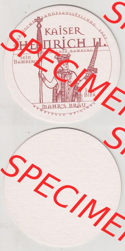 Bierdeckel Brauerei Mahr-Bräu, Bamberger Original Kaiser Heinrich II. (3). Deutscher Katalog über deutsche Bierdeckel Brauerei Mahr-Bräu aus Bundesland Bayern... Sammlung