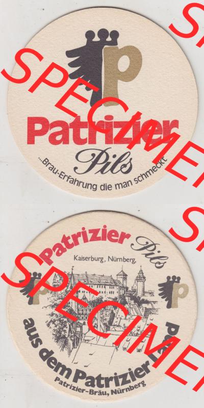 Bierdeckel Patrizier Pils, ...Brau-Erfahrung die man schmeckt, Bierdeckel mit Motiv Kaiserburg, Nürnberg (3). Deutscher Katalog über deutsche... Sammlung
