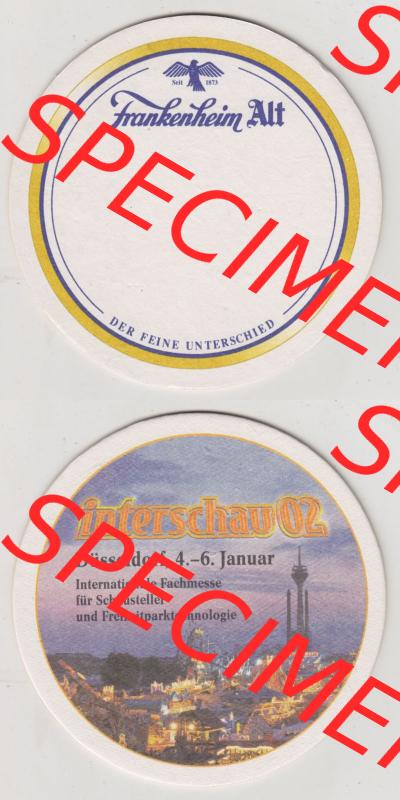 Bierdeckel 2002, Frankenheim Alt, interschau-02, Internationale Fachmesse für Schausteller und Freizeitparktechnologie (3). Deutscher Katalog über deutsche... Sammlung