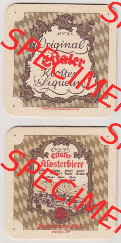 Bierdeckel Ettaler Klosterbrauerei, Original Ettaler Kloster-Liqueure (3). Deutscher Katalog über deutsche Bierdeckel Ettaler Klosterbrauerei aus Bundesland Bayern zum katalogisieren... Sammlung