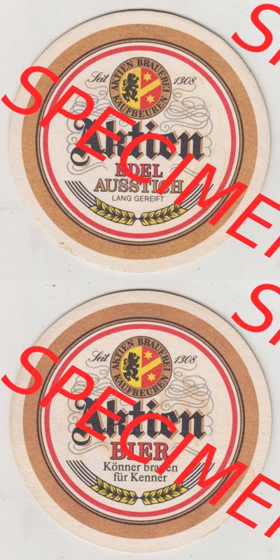 Bierdeckel Aktien Brauerei Kaufbeuren, Aktien Edel Ausstich und Aktien Bier Könner brauen für Kenner (3). Deutscher Katalog über deutsche Bierdeckel Aktienbrauerei... Sammlung