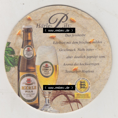 Bierdeckel Härle-Pils, Das feinherbe Edelbier mit dem frischen milden Geschmack. Nicht bitter aber deutlich geprägt vom Aroma... Sammlung
