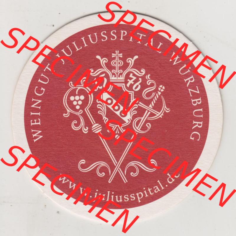 Bierdeckel Weingut Juliusspital Würzburg, Ratskeller München, Gutsausschank (1). Deutscher Katalog über deutsche Bierdeckel Stiftung Juliusspital Würzburg... Sammlung