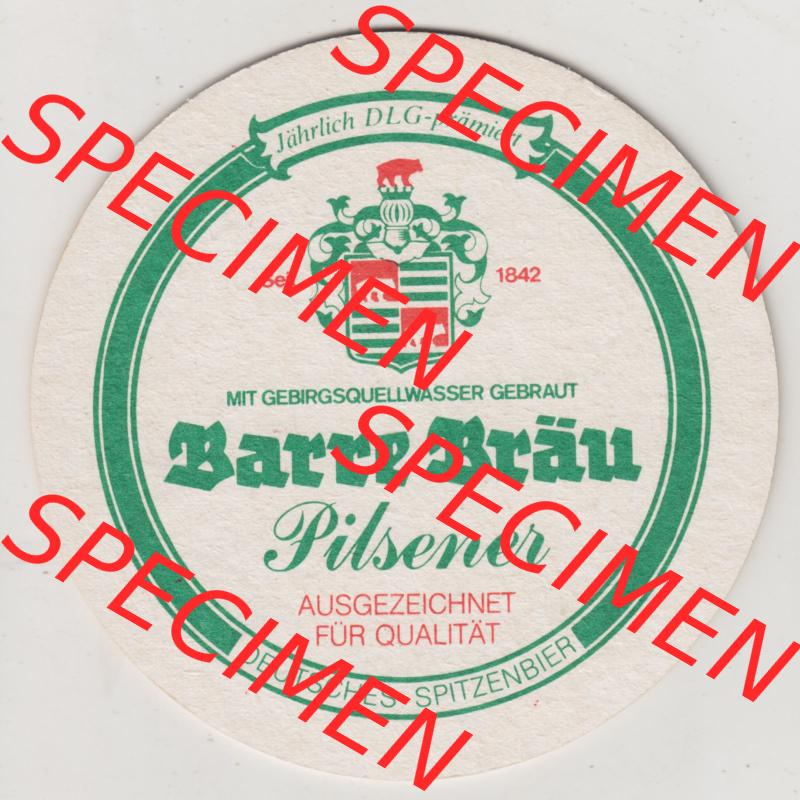 Bierdeckel Altstadt Alt, Ausgezeichnet mit Silbernen Preis der DLG, Barre Bräu Pilsener (2). Deutscher Katalog über deutsche Bierdeckel Privatbrauerei Ernst Johann... Sammlung